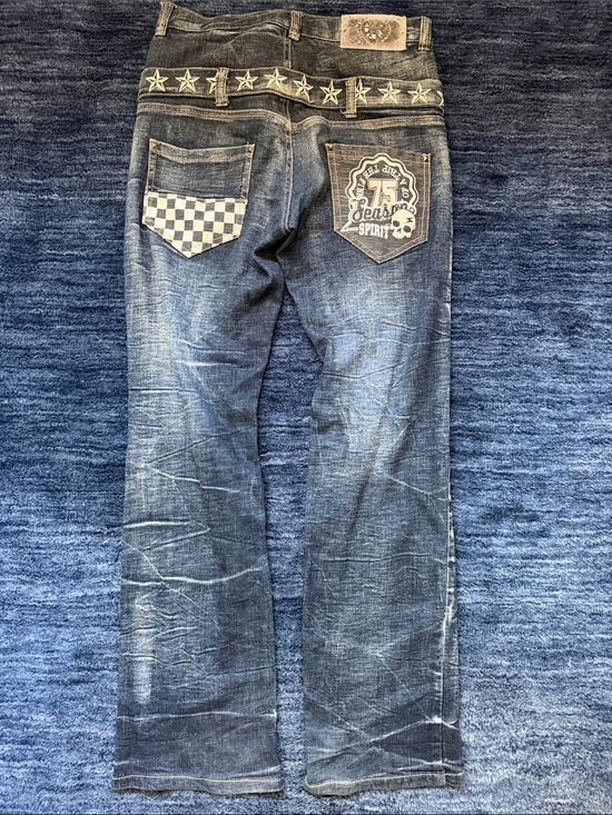 Other - Dark Blue Men's Decorative Back-Pocket Jeans